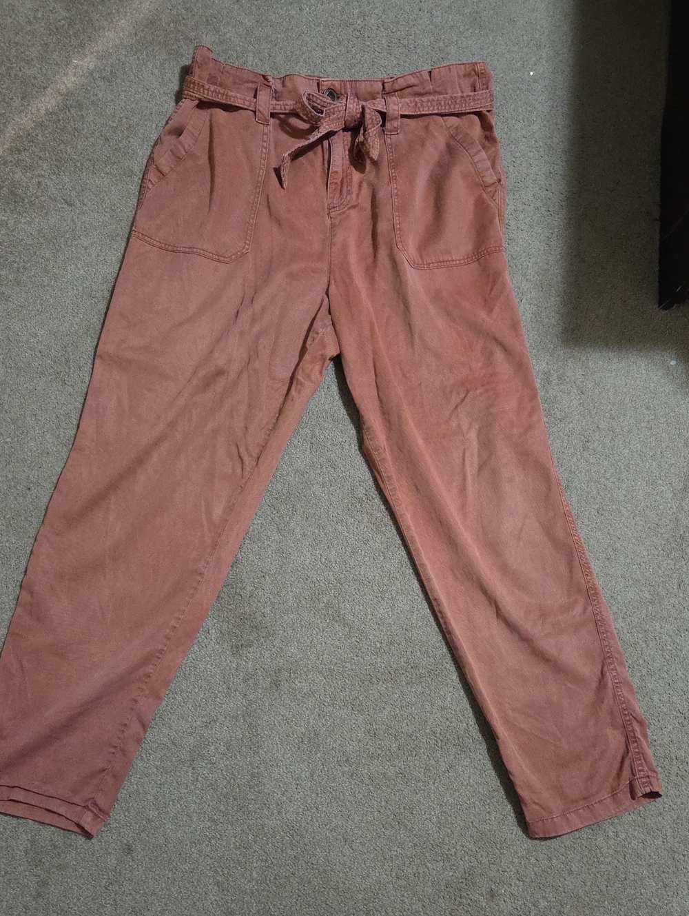 Relaxed High-Rise Paperbag Trousers - Rust